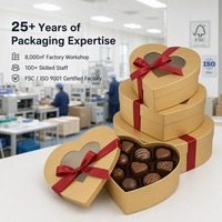 Caja de Regalo de Chocolate en Forma de Corazón Dorada Mate Personalizada con Ventana y Cinta de Acetato, Suministro Directo de Fábrica al por Mayor para Minoristas