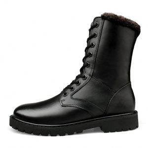 Bottes d'hiver en cuir pour hommes grandes tailles, pointures 37-52, antidérapantes, à lacets, fabriquées à la main en cuir véritable, chaussures décontractées et tendance - Product Image 3