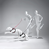 Mannequin de chien en fibre de verre en gros pour l'affichage de vêtements pour animaux de compagnie, support de présentation de chien en marche pour vitrines, approvisionnement direct usine pour les commandes en gros