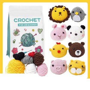 Kit de Hilos para Tejer <span class=keywords><strong>a</strong></span> Crochet para Principiantes, Kit Completo de Materiales Textiles con Temática Animal - Product Image 1