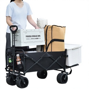 Chariot de camping et de pique-nique <span class=keywords><strong>pliable</strong></span> en acier avec roues, chariot portable <span class=keywords><strong>pliable</strong></span> noir en tissu 600D pour la <span class=keywords><strong>plage</strong></span> - Product Image 2