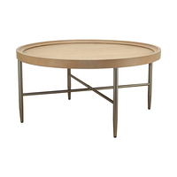 Senwell Décoration de la maison Table basse classique moderne de luxe Bureau Pieds en métal robuste Table basse en travertin en bois et fer