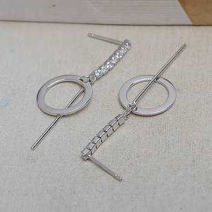 Boucles d'oreilles longues en argent S925 avec double chaîne, 6-12 perles, accessoires de bijoux DIY, support vide, produit semi-fini 4289 - Product Image 3