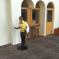 Statue de serveur en résine grandeur nature Figurine de serveur masculin personnalisée servant majordome pour la décoration de restaurant et la décoration de la maison