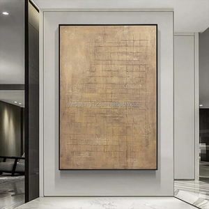 100% hiện đại vẽ tay trừu tượng khung vàng Đường lưới Bắc Âu dày Kết cấu vải vàng nghệ thuật làm việc làm bằng tay sơn dầu - Product Image 1