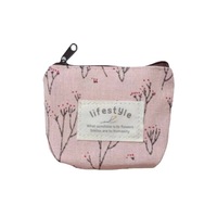 Tas Kunci Grosir Dompet Ritsleting Logo Dicetak Kustom Katun Wanita Dompet Mini Kanvas