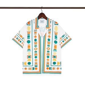 Летняя рубашка в винтажном стиле «Касабланка» с полосками, для пляжного отдыха на Гавайях, модная, ретро, из шелка, быстросохнущая, короткая - Product Image 6