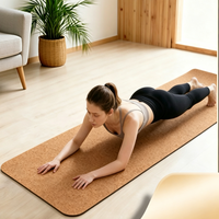 Matras Yoga Cork TPE Anti-Slip Tebal dengan Garis Penanda untuk Inversi, Cocok untuk Kebugaran di Rumah, Wanita dan Unisex