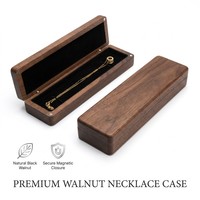 Boîte à bijoux en bois de noyer de luxe avec logo personnalisé Landy, longue et rectangulaire, pour pendentif et bracelet