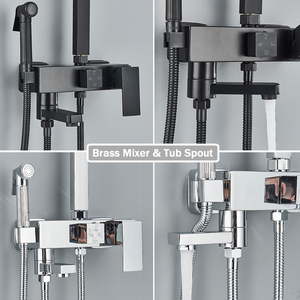 Système <span class=keywords><strong>de</strong></span> <span class=keywords><strong>cabine</strong></span> <span class=keywords><strong>de</strong></span> bain en laiton mural noir avec <span class=keywords><strong>mitigeur</strong></span> <span class=keywords><strong>de</strong></span> bidet ensemble <span class=keywords><strong>de</strong></span> robinet <span class=keywords><strong>de</strong></span> <span class=keywords><strong>douche</strong></span> <span class=keywords><strong>de</strong></span> salle <span class=keywords><strong>de</strong></span> bain à effet pluie - Product Image 5