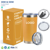 Gobelet isotherme en acier inoxydable à double paroi de 20 oz, anti-fuite, sans BPA, durable, avec couvercle pour boissons glacées et chaudes