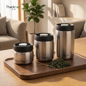 Ensemble de boîtes à thé japonaises multifonctionnelles hermétiques en acier inoxydable Thankhot, trois tailles, pour le stockage du thé en vrac - Product Image 1