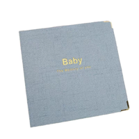 Livre de souvenirs pour bébé avec couverture en lin OEM, 88 pages guidées, reliure spirale, journal pour bébé avec 49+ espaces photo, album de scrapbooking pour nouveau-né