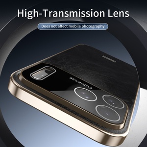 Business Electroplating PU Leather Mobile Phone Cases for iPhone 17 13 14 15 16 Pro Max With HD Lens <b>Film</b> Protective Cover - Product Image 4