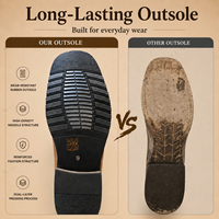 CHENO OEM ODM Bottes pour hommes noires à bout carré, bottes de cowboy américaines en cuir de vachette brodées sur mesure, vente en gros