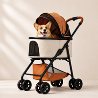 Poussette pour animaux de compagnie avec auvent en maille respirante, roues en EVA, cabine amovible, grand panier pour chats, chiens de petite et moyenne taille