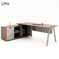 Bureau de direction en bois plaqué Liyu, style moderne minimaliste en forme de L, table de direction de luxe pour bureau