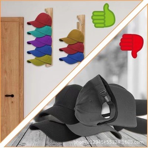 Wooden Hat <b>Hook</b> Wall Mounted Baseball Cap Storage Rack Solid <b>Wood</b> Multi Layer Duckbill Cap Display Rack For Behind Doors On - Product Image 3