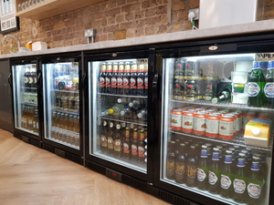 Đen 3 cửa dưới quầy bar Tủ lạnh <span class=keywords><strong>mini</strong></span> hiển thị trở lại thanh mát chai bia tủ lạnh - Product Image 2