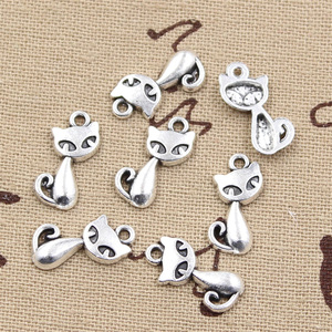 Dijes gato zorro 17x9mm colgantes de Color plata tibetana joyería antigua fabricación DIY artesanía hecha a mano - Product Image 3