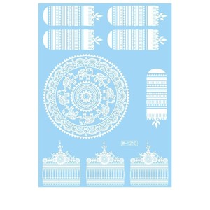 Ensemble d'autocollants de tatouage temporaire blancs de style indien pour mariage, art corporel nuptial, film PET imperméable, taille unique - Product Image 5