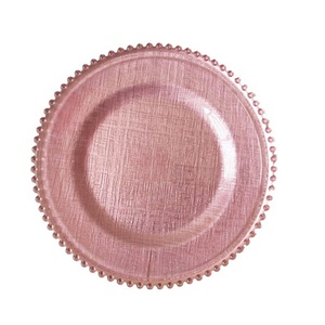 Assiettes de présentation en verre <span class=keywords><strong>vert</strong></span> émeraude perlé de 13 pouces pour mariage, vente en gros à prix abordable - Product Image 6