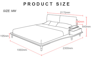 <span class=keywords><strong>Letto</strong></span> <span class=keywords><strong>Matrimoniale</strong></span> in <span class=keywords><strong>Legno</strong></span> con <span class=keywords><strong>Testiera</strong></span> in Cotone e Lino, Design Moderno con Comodino - Product Image 5