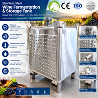 Cuve de fermentation carrée en acier inoxydable avec agitateur et chemise de refroidissement pour la production de vin, whisky, rhum, brandy et spiritueux