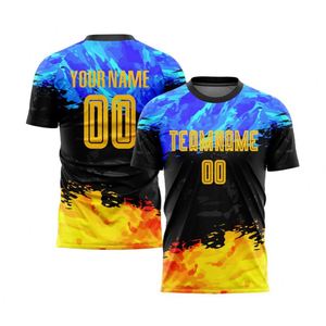 Camiseta de Fútbol Azul y Negra para Hombre, Manga Corta, Ligera, Transpirable, Uniforme Deportivo de Alto Rendimiento para Entrenamiento y Equipo - Product Image 1