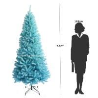 Sapin de Noël artificiel bleu tendance de 7,5 pieds pour la décoration de la maison, décoration de fête festive en intérieur