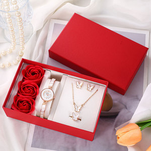 Ensemble de montres pour filles, ensemble de quatre pièces, papillon, fleur éternelle, cadeau d'anniversaire, en stock, à quartz, cadeau de la Saint-Valentin, 2024 - Product Image 2