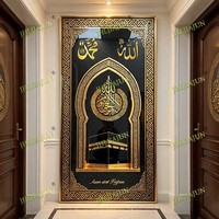 Décoration murale moderne de style indien islamique, peinture en porcelaine de cristal avec symbole paon, éclairage LED, pour la maison et l'hôtel