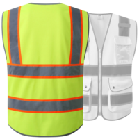 Logo personnalisé gilet réfléchissant multi-poches pour hommes gilet de sécurité jaune gilet de sécurité pour le travail routier gilet haute visibilité vêtements de sécurité