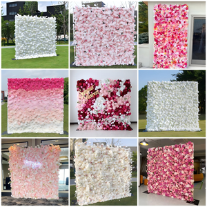 Fundo 3d e estereoscópico artificial 8/8 pé rosa e branco parede evento celebração fundo - Product Image 6