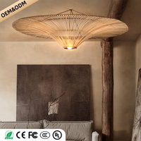 Lustre LED en rotin naturel rustique avec installation professionnelle pour la décoration de chambre, salon, salle à manger et restaurant