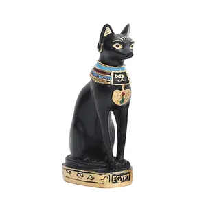 Coleção de arte casa decoração preto egípcio estatuetas de gato resina artesanato e artes