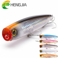 Leurre de pêche popper de surface 11cm 23g en plastique dur, appât artificiel avec hameçons tranchants pour eau salée et eau douce, pour achigan et brochet