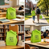 Sac à lunch isotherme personnalisé avec logo imprimé, fermeture à cordon, en tissu non tissé, avec fermeture éclair, pour promotion et cadeaux