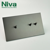 Interrupteur à bascule Niva Eunv5 de luxe 1 gang 2 voies, style panneau en acier inoxydable, personnalisation murale pour la maison