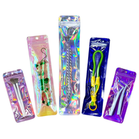 Pochettes holographiques personnalisées refermables avec fermeture éclair, semi-transparentes, avec trou de suspension pour bijoux, boucles d'oreilles, pinceaux de maquillage, montres, lunettes, données