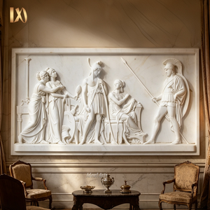 Panneau mural décoratif en marbre européen sculpté à la main, représentant Priam et Achille, petite taille, style néoclassique, pour la décoration murale de la maison. - Product Image 3