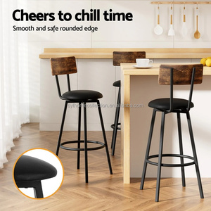Tabourets <span class=keywords><strong>de</strong></span> <span class=keywords><strong>bar</strong></span> <span class=keywords><strong>de</strong></span> style mid-century haut <span class=keywords><strong>de</strong></span> gamme, structure en métal <span class=keywords><strong>noir</strong></span>, dossier en bois, chaises <span class=keywords><strong>de</strong></span> <span class=keywords><strong>bar</strong></span> pour comptoir <span class=keywords><strong>de</strong></span> cuisine, café - Product Image 5