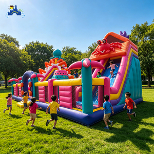 Lilytoys OEM Pink House Design Slide con <span class=keywords><strong>piscina</strong></span> Inflable Color personalizado Patrón de corazón Niños Juego de agua Uso comercial - Product Image 2