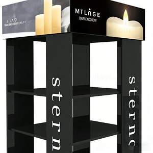 360° 4-Way Display Kiosk for Candle Shop Space Saving Metal Floor Racks with <b>Multiple</b> Tiers Booth for Aroma Candles & Diffuser - Product Image 5