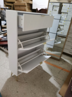 Moderno Zapatero de Paneles de Madera Blanca con Diseño Delgado Modular Convertible para Sala de Estar, Hotel, Vestíbulo