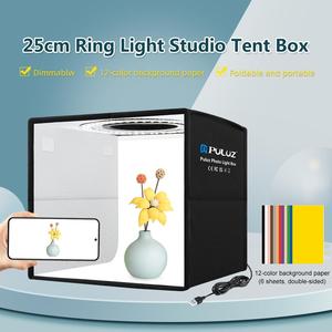 最畅销尺寸 PULUZ 25 厘米折叠便携式 ABS 环形灯 12 色背景布 摄影灯光摄影棚拍摄帐篷箱 - Product Image 3