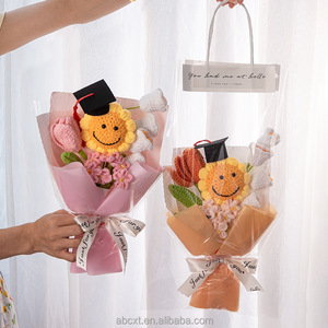 Graduación Temporada Regalo Punto Girasol Cara sonriente Sombrero Ramo Flor eterna - Product Image 2