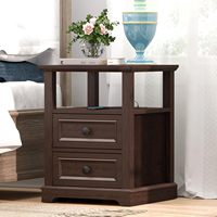 Table de chevet Combohome grande avec tiroirs, armoire de rangement en bois rustique à double charge rapide et étagère ouverte pour chambre à coucher
