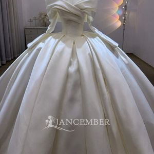 Robe de mariée Lsjj172 romantique en satin plissé avec corsage croisé et plissé, style robe de bal, pour mariée classique de la chapelle Jancember - Product Image 6