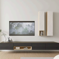 Meuble TV mural flottant moderne en bois, unité de rangement durable et personnalisable pour salon, console multimédia domestique